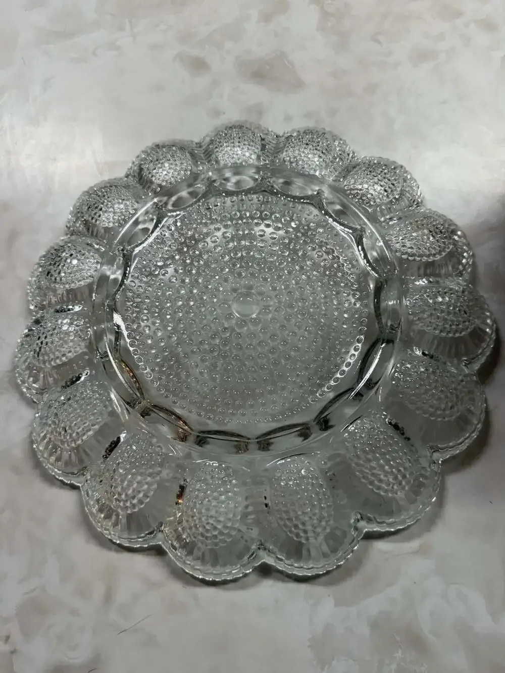 Vintage Indiana Glass Company Clear Hobnail Deviled Egg Plate 11 Inch